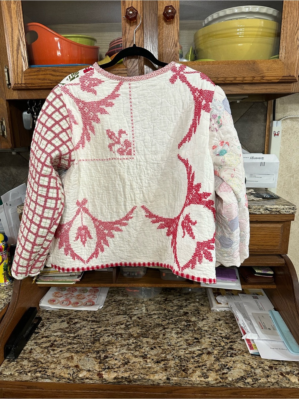 Quilted Floral Patchwork  women’s quilted Jacket - White, Pink & Green - Picture 2 of 2